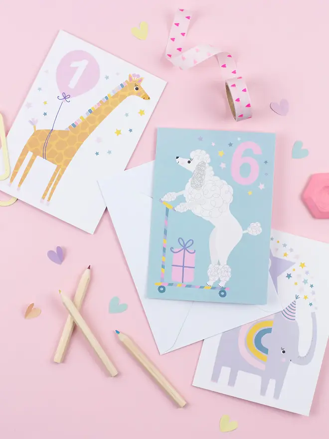 Poodle Age 6 Birthday Card