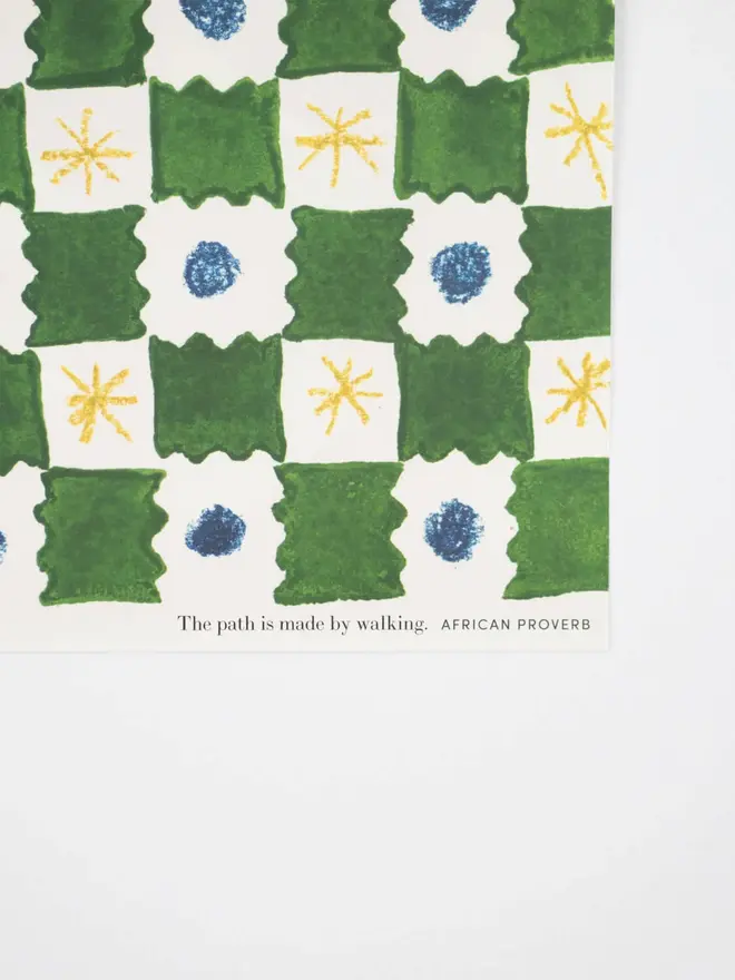green and white chequered wrapping paper