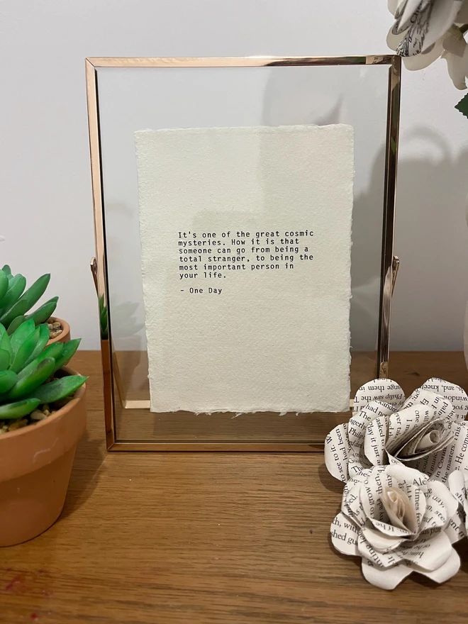 One Day by David Nicholls Typewriter Poem Print