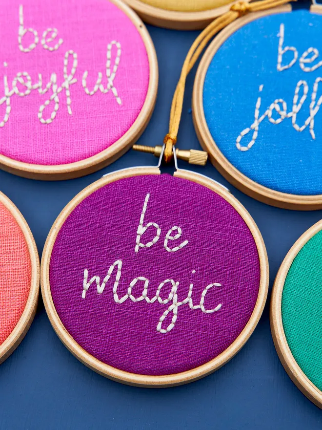 Personalised colourful embroidered Christmas tree decoration