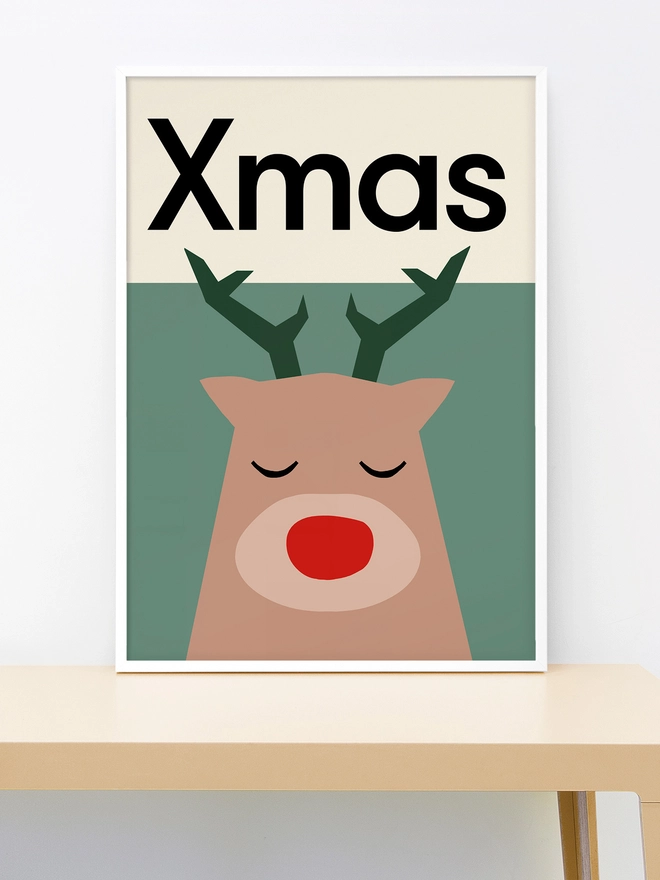 illustrated reindeer wall print