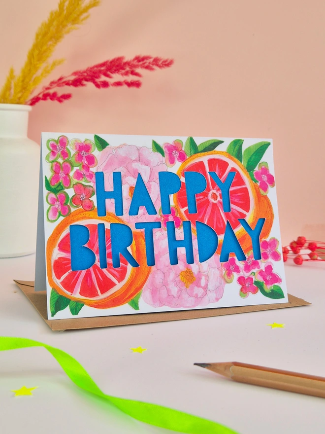 Grapefruit birthday card 