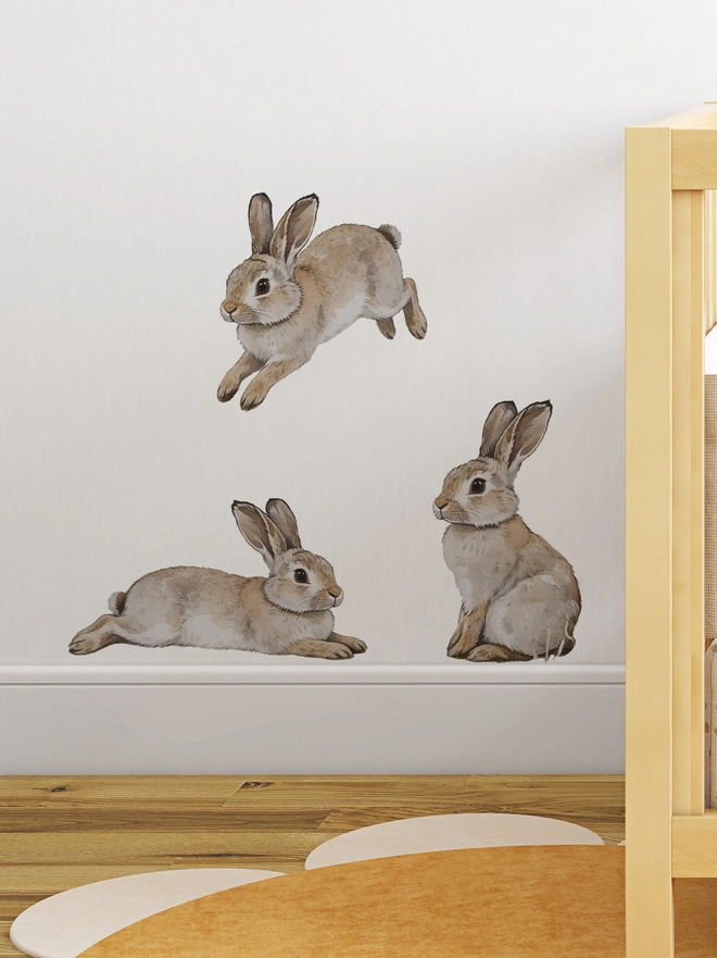set of 3 bunny wall stickers