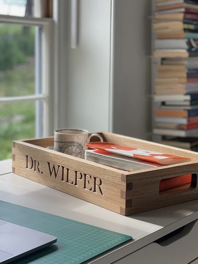 Personalised Oak Butler Tray - Small 