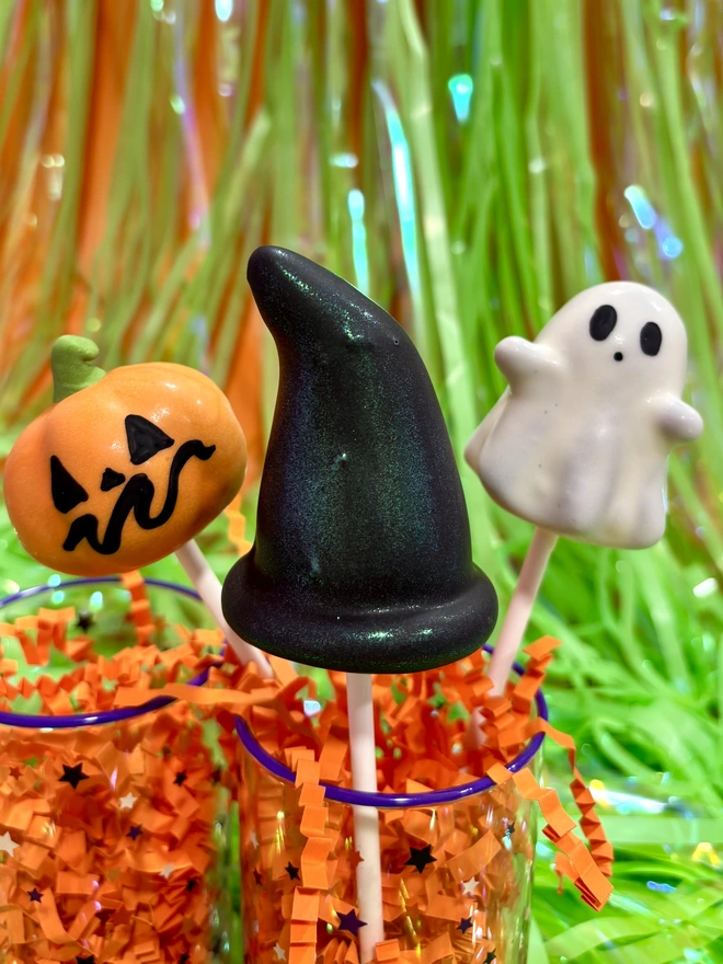 Ghost, Pumpkin, Witch Hat Cake Pop