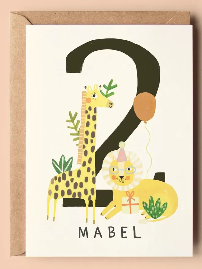 Personalised Jungle 2nd Birthday Card