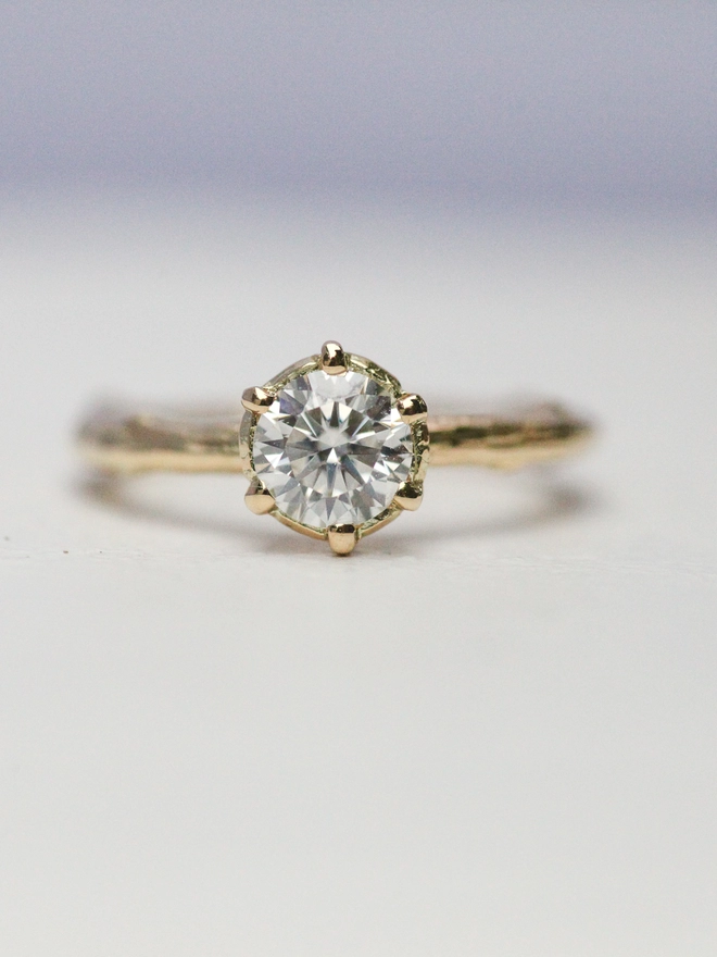 Twiggy White Sapphire Engagement Ring 