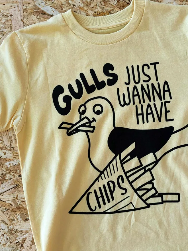 Gulls Just Wanna Have Chips Kids T-shirt by hello DODO