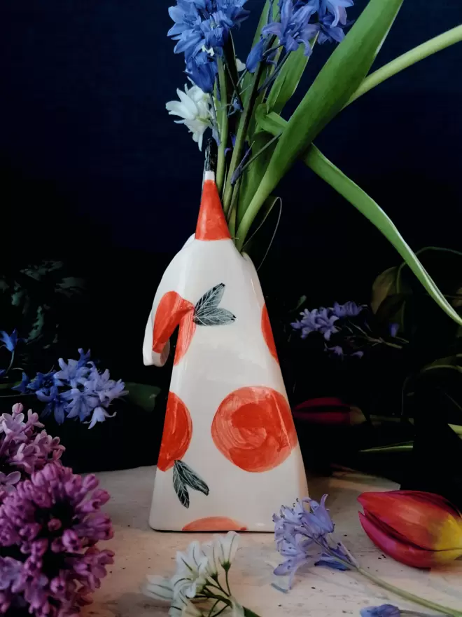 Greta Oranges ceramic unique hand painted vase