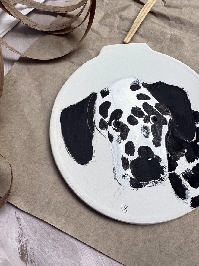 hand painted Christmas decoration pet portrait