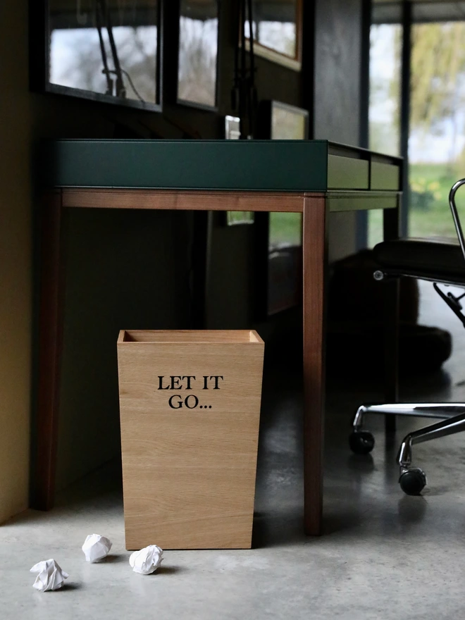 Waste Paper Bin with Let it go... engraved