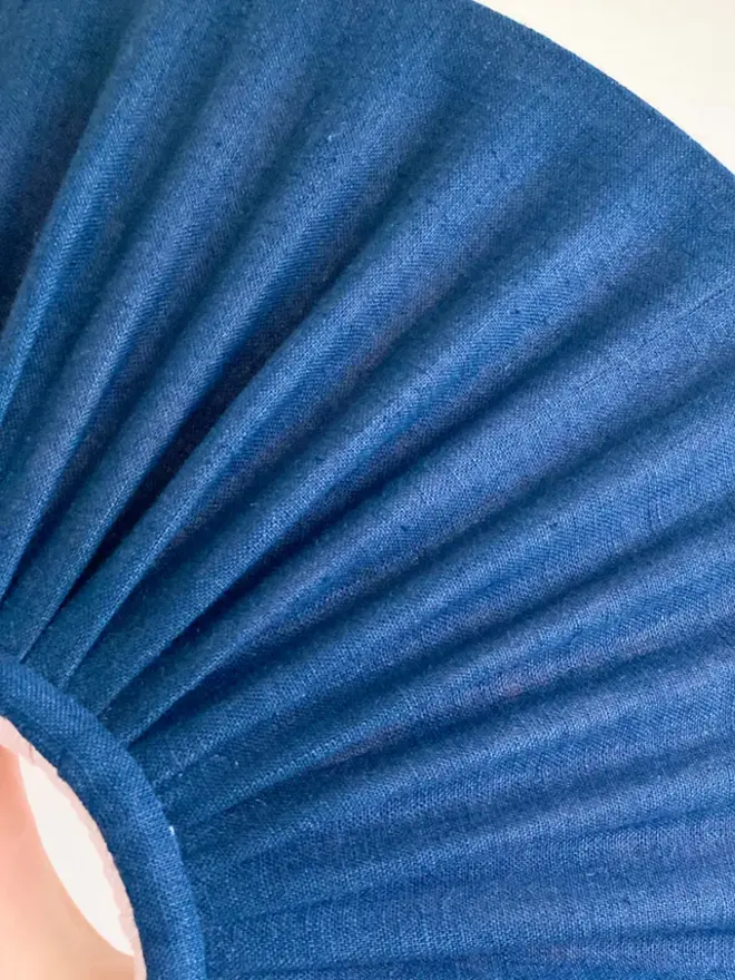 Navy & Pink Linen Scallop Lampshade