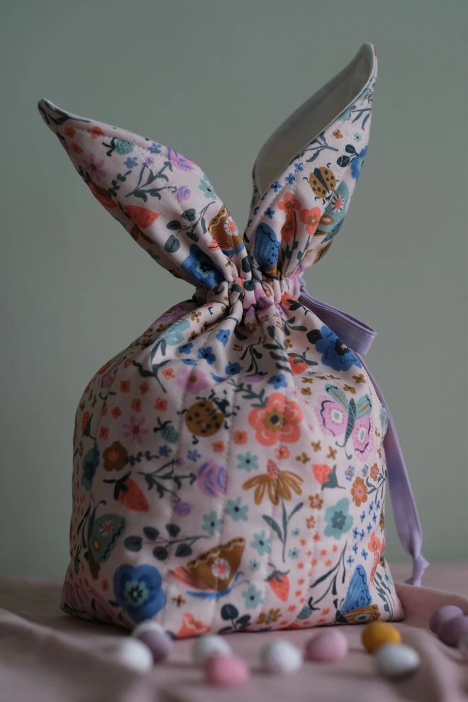 Cooper and Fred Easter Bunny Bag in butterfly garden print