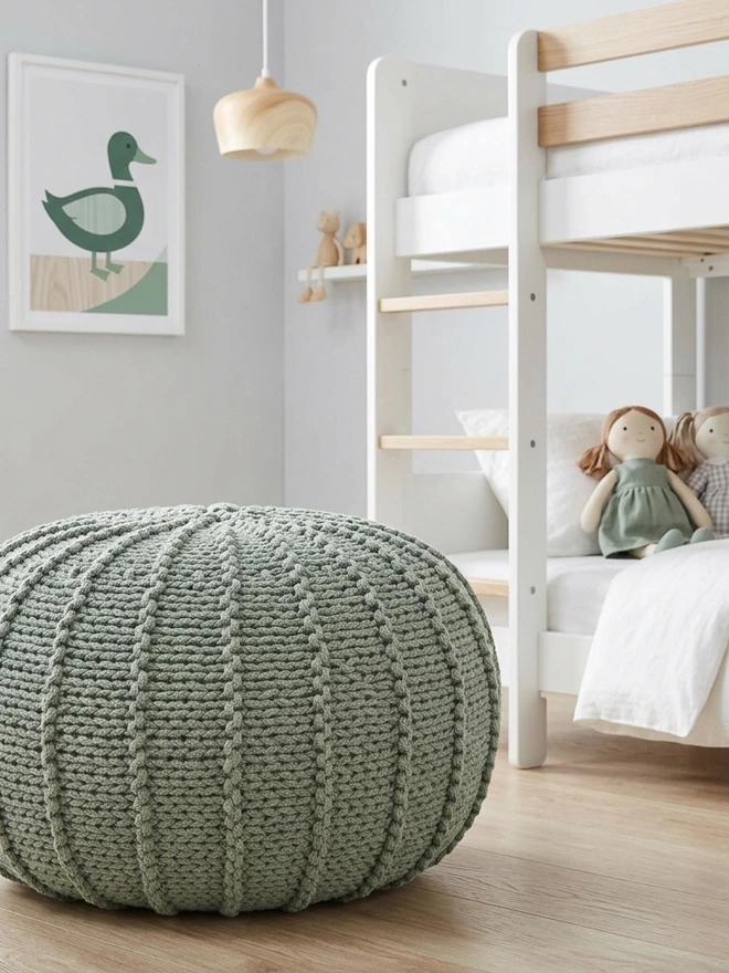 light olive small pouffe