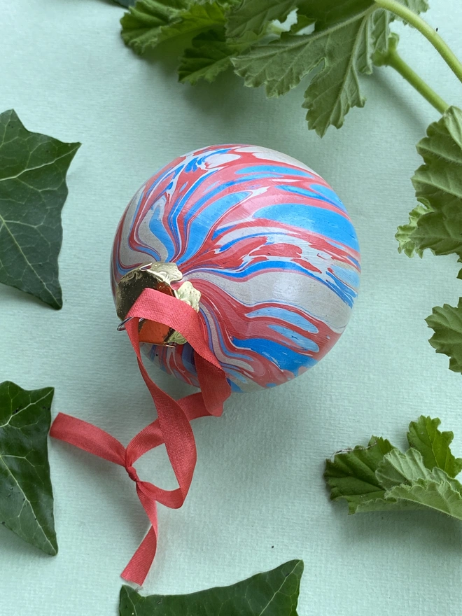 Large Round Hand-Marbled Ceramic Bauble