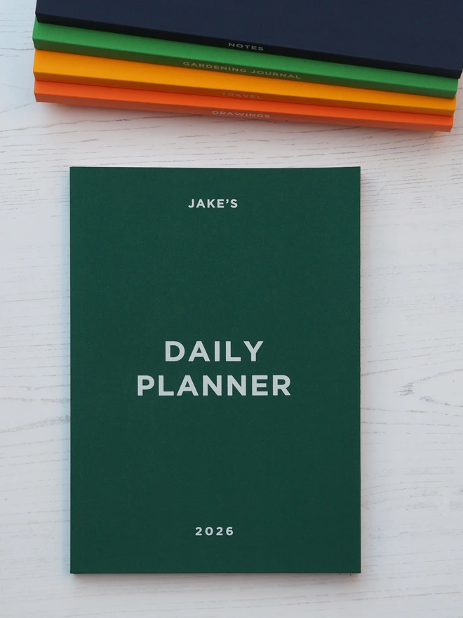 personalised spine a5 daily planner in green