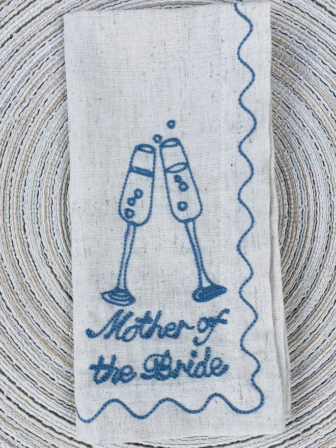 Embroidered Personalised Wedding Napkins - Top Table