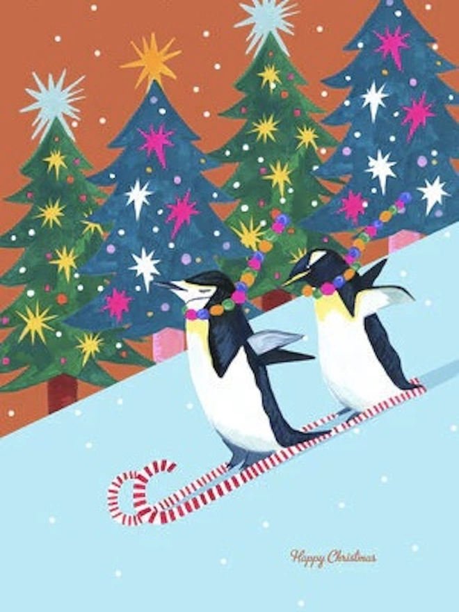 'Happy Christmas', Penguin Race Christmas Card