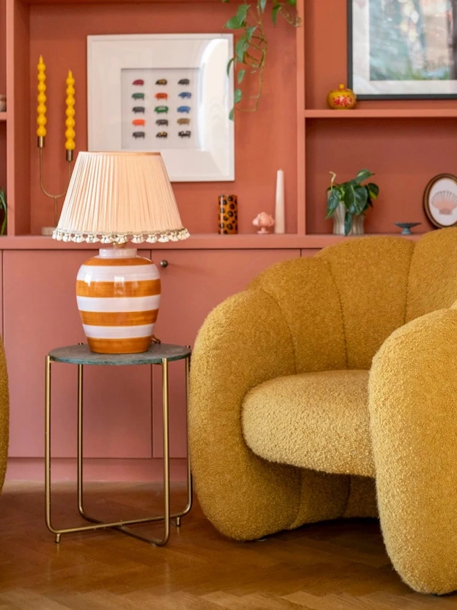 Gathered Silk Shade Lampshade With Tassels