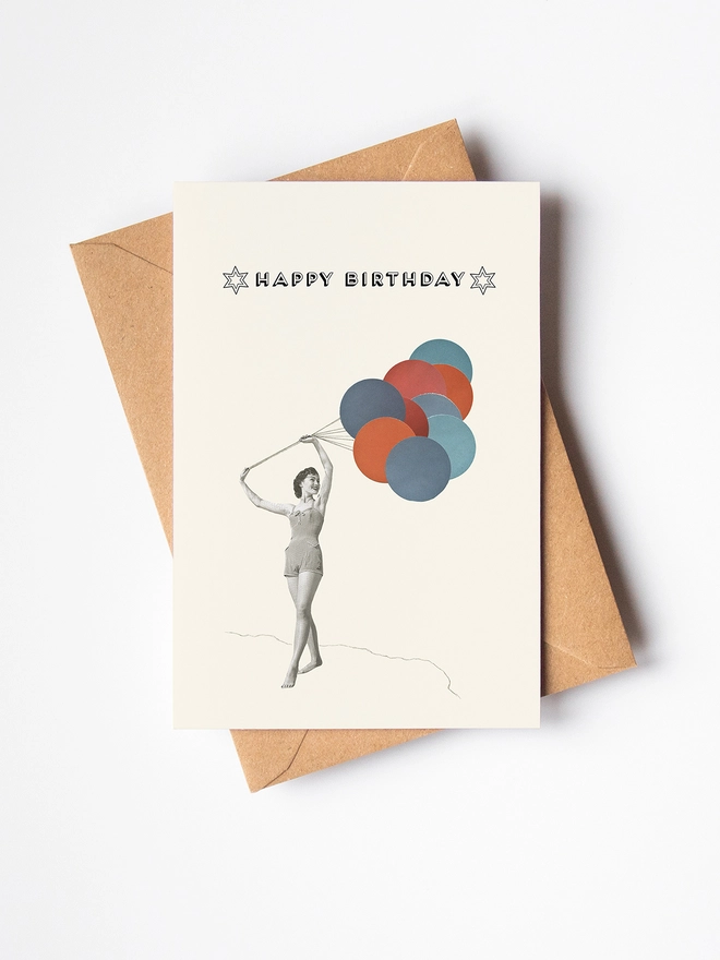 retro female portrait with balloons