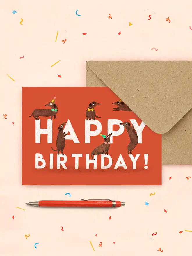 happy birthday sausage dog cards
