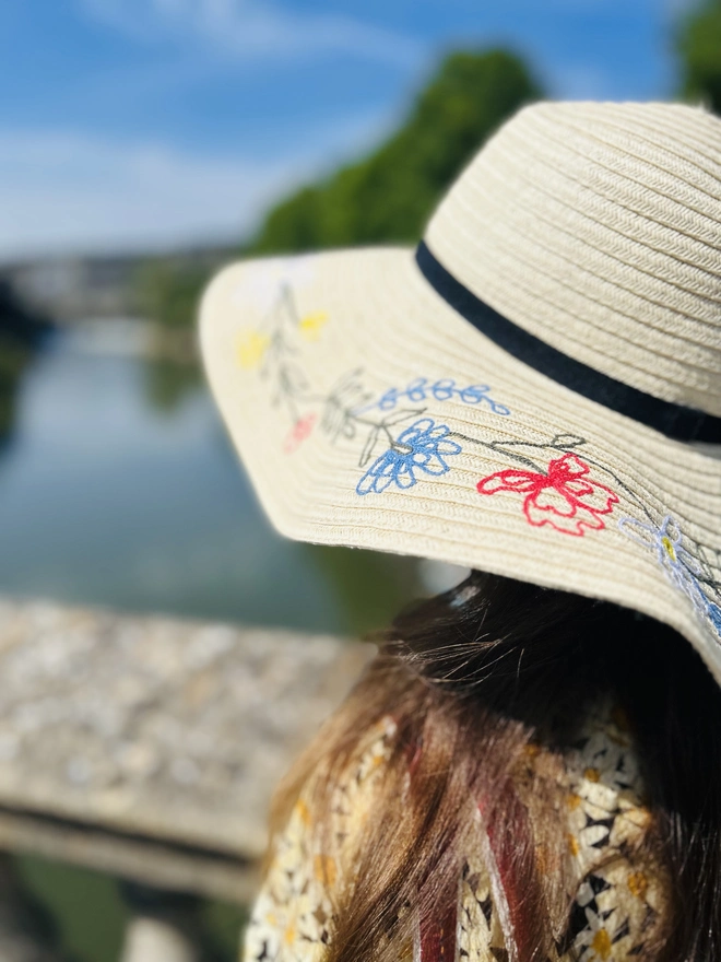 Embroidered Floral Sun Hat