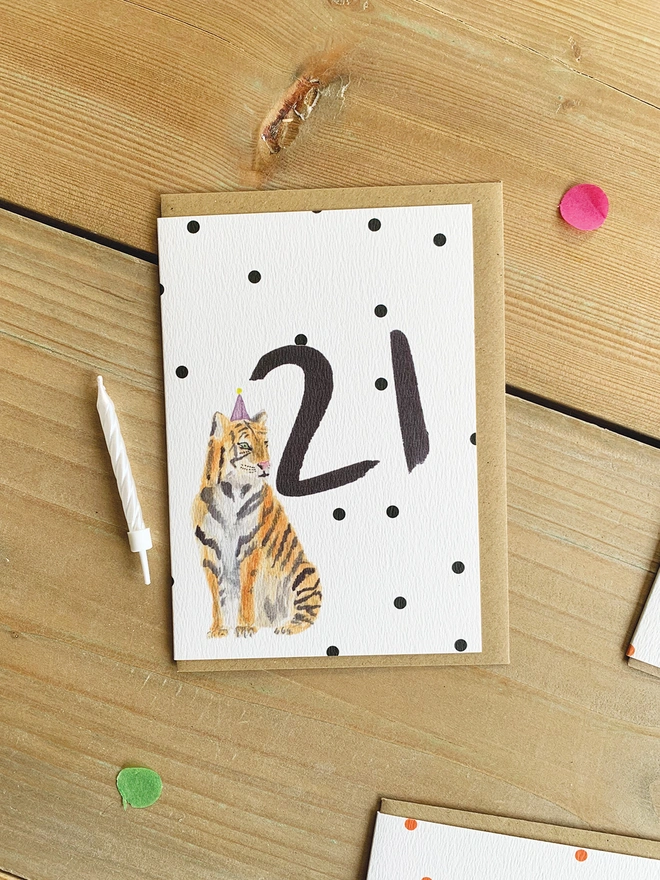 Tiger 21st Birthday Milestone Card