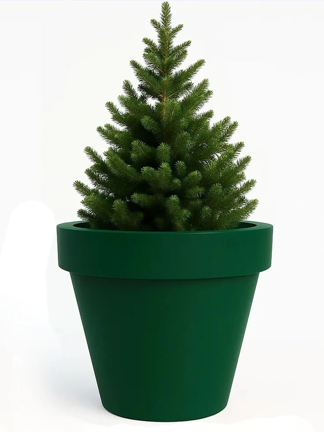 Forest green allows The Biggie to blend naturally into landscaped settings while still offering a strong structural presence. Its expansive capacity makes it perfect for trees, evergreens and large ornamental grasses. Durable, lightweight and weather-resistant, it’s designed for long-term outdoor performance.

