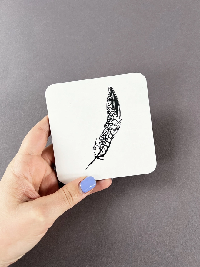 Pheasant feather coaster