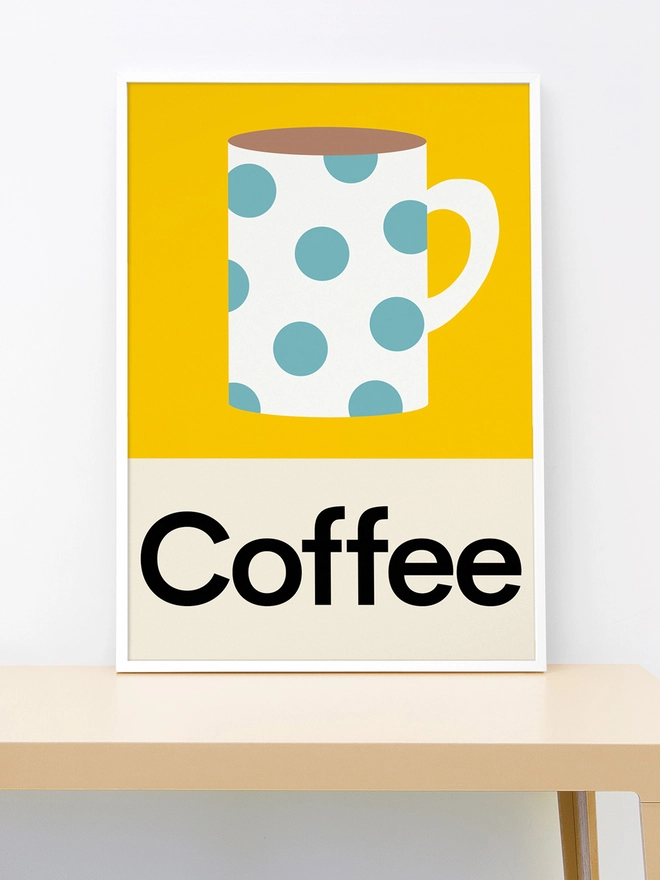 illustrated coffee wall print with word Tea