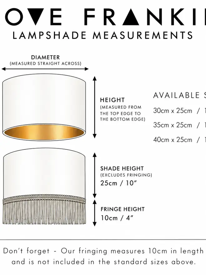 Dimensions and Proportions for Love Frankie Lampshades