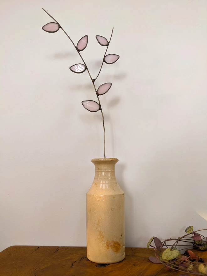 Stained Glass Pink Pussy Willow On Wire Stem