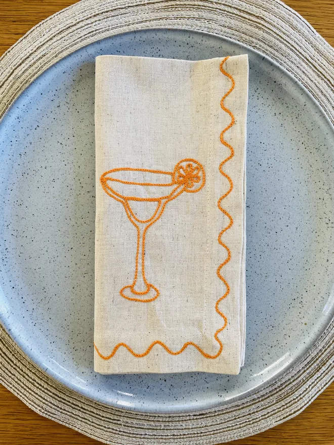 Embroidered Couples Personalised Cocktail Napkins (Set Of 2)