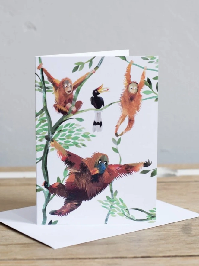 Swinging Orangutang Greetings Card