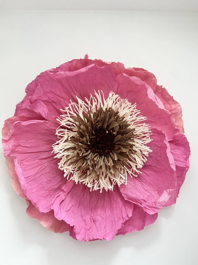 large pink paper poppy art