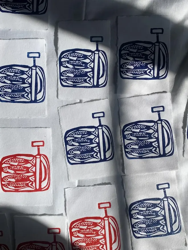 Sardine Lino Print Handmade Paper