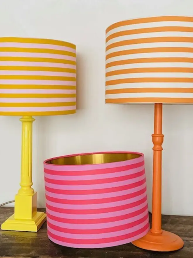 Striped Tula Lampshade with gold lining