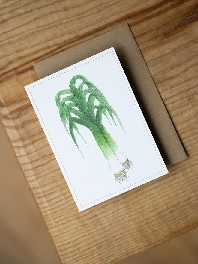 Garden Lover's leeks greeting card