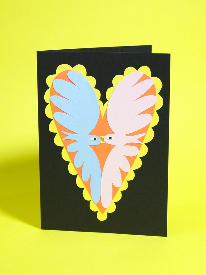 Love Birds Hand Collaged Greetings Card