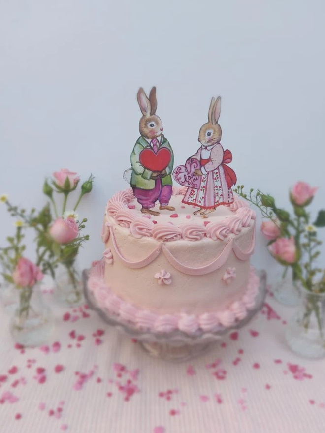 Girl rabbit cake topper