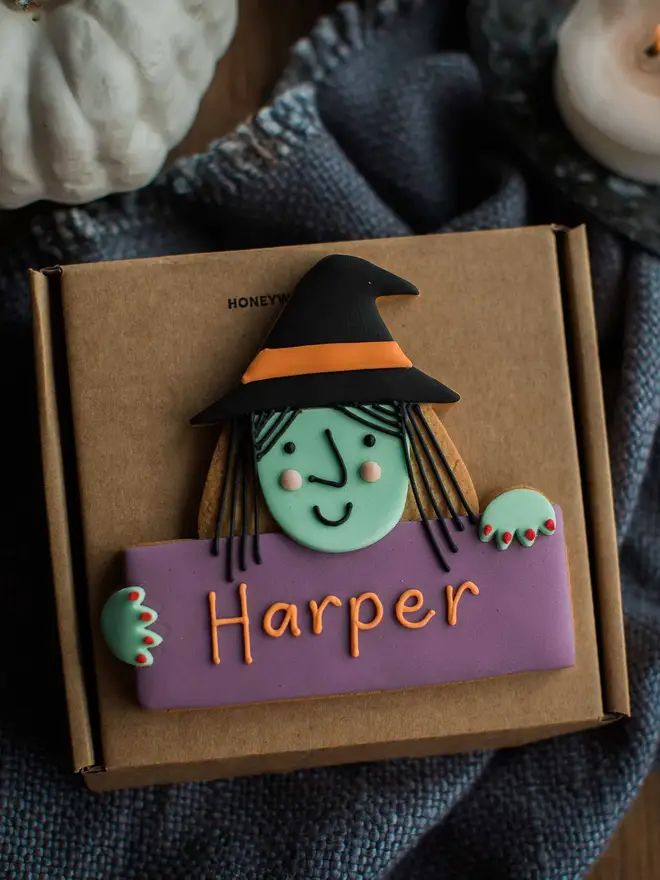 Personalised Halloween Biscuit Witch