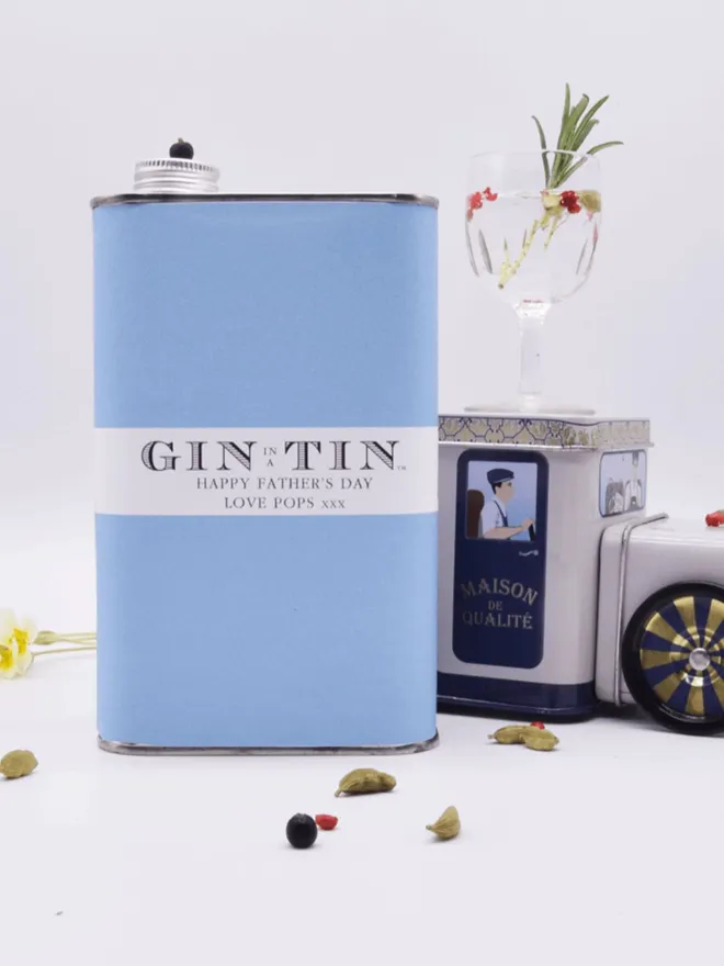 Blue Personalised Gin In A Tin