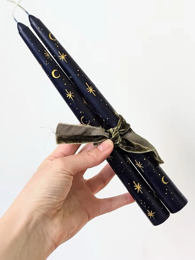 Moon & Star Night Sky Taper Candles 
