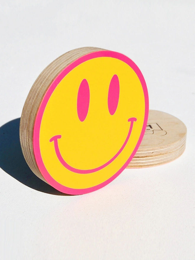 Smiley Face Yellow And Neon Pink