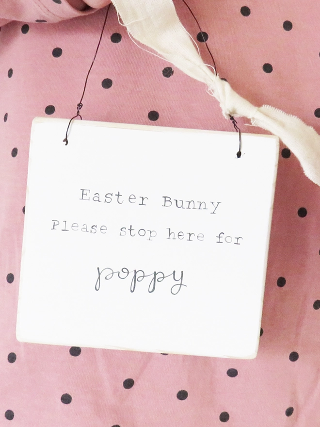 handpainted personalised easter bunny wooden sign