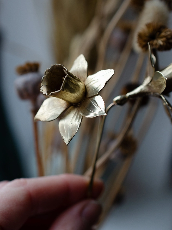 Handmade Brass Daffodil Stem By Ellenlou