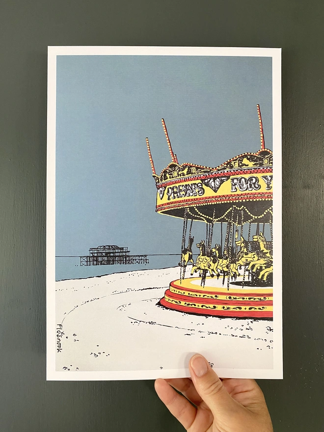 Brighton Carousel A4 print