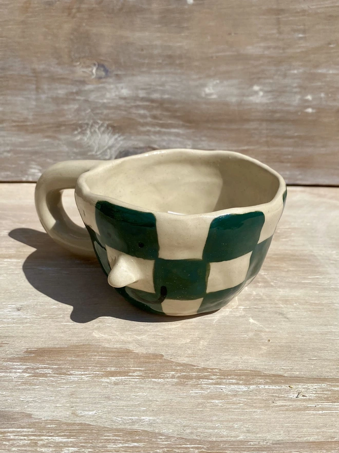 forest checkerboard mug