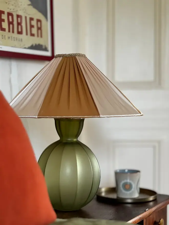 The Stripy Shade - Ivory & Gold Pleated Lampshade