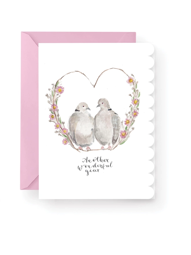 Collared Doves Wedding Anniversary Card 